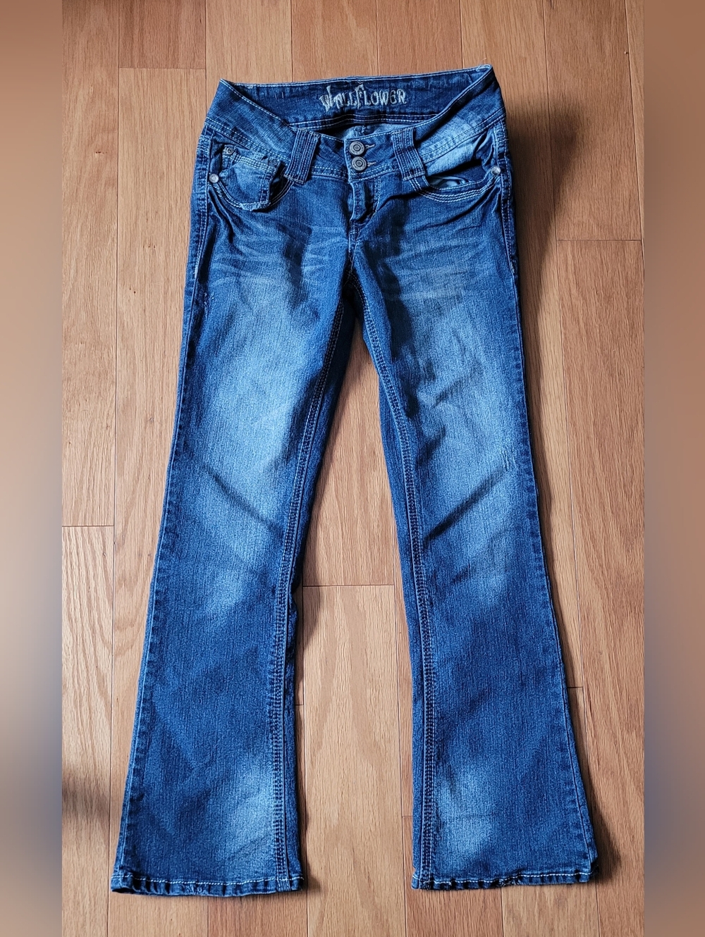 y2k jean girls wallflower size 5 flare leg y2k 2000 blue jean vintage